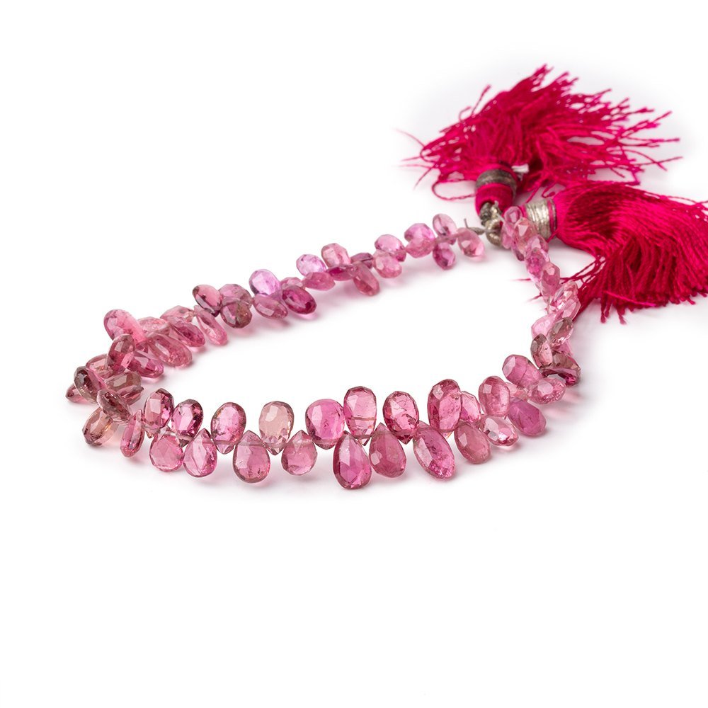 5x4-8x5mm Pink Tourmaline Faceted Pear Beads 7.5 inch 78 pieces AA