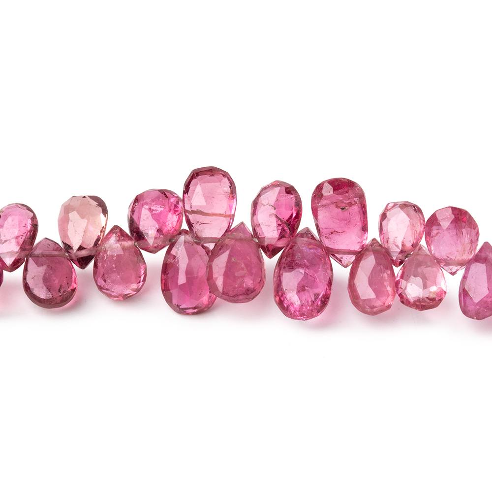 5x4-8x5mm Pink Tourmaline Faceted Pear Beads 7.5 inch 78 pieces AA