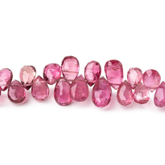 5x4-8x5mm Pink Tourmaline Faceted Pear Beads 7.5 inch 78 pieces AA