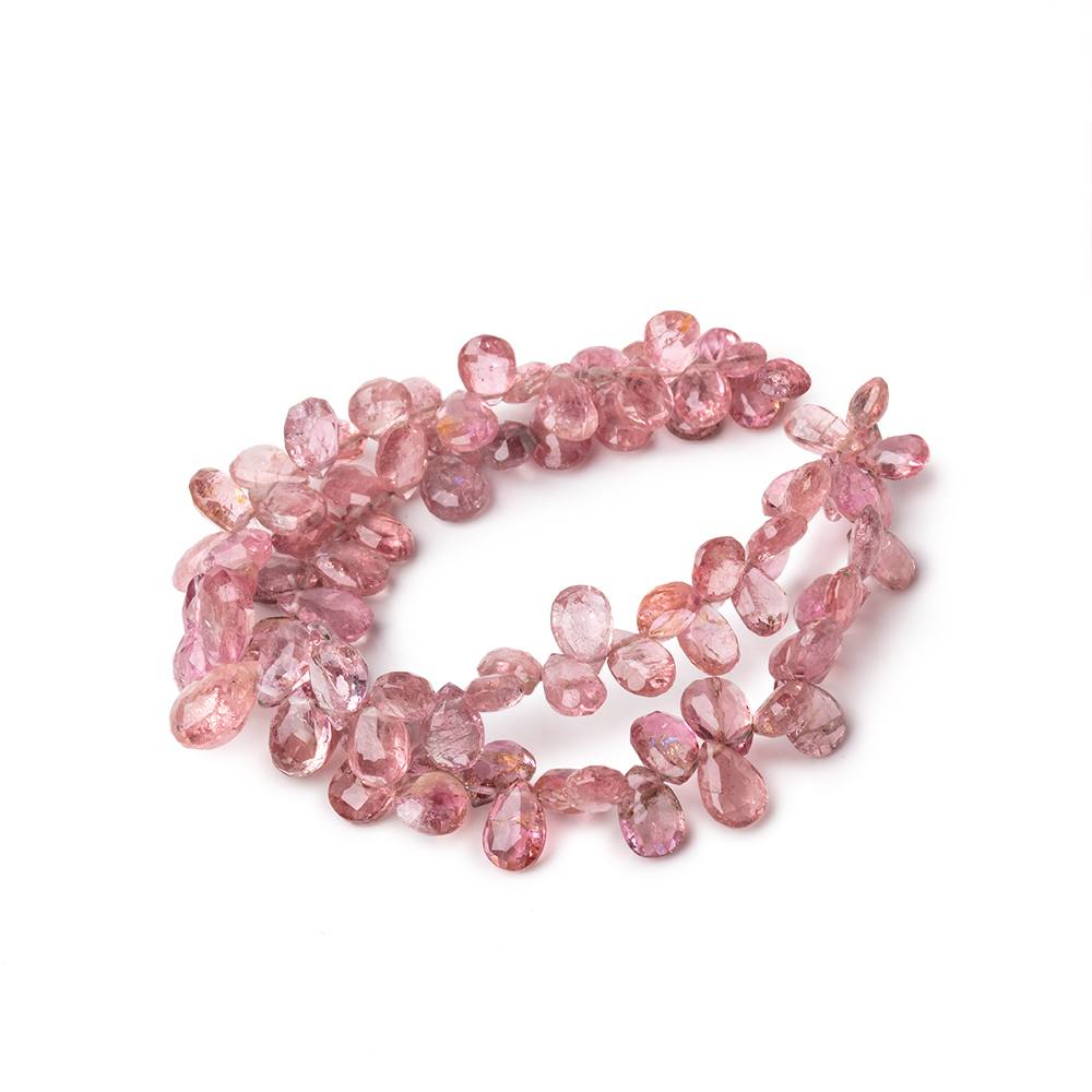 5x4-8x5mm Pink Tourmaline Faceted Pears Lot of Two Strands with 92 Beads