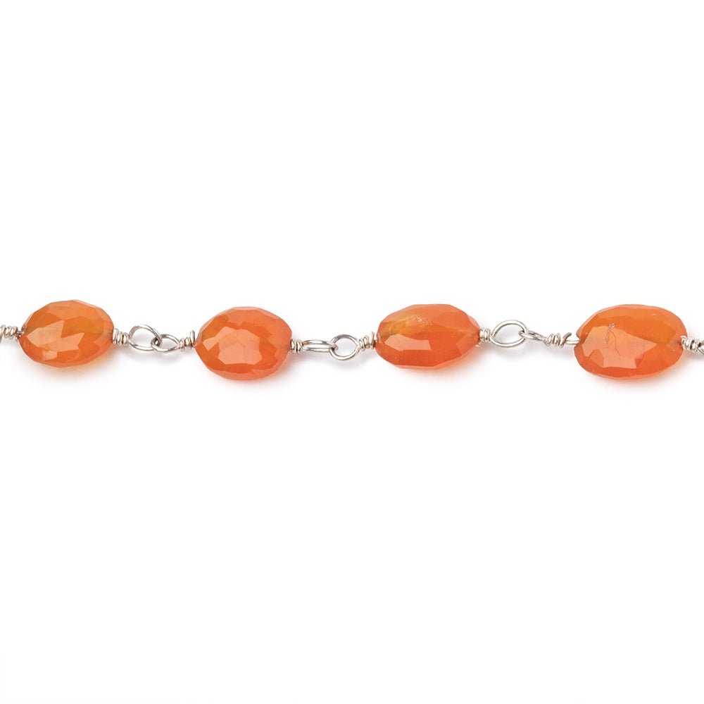 5x4-8x6mm Carnelian Faceted Oval Beads on .925 Silver Chain