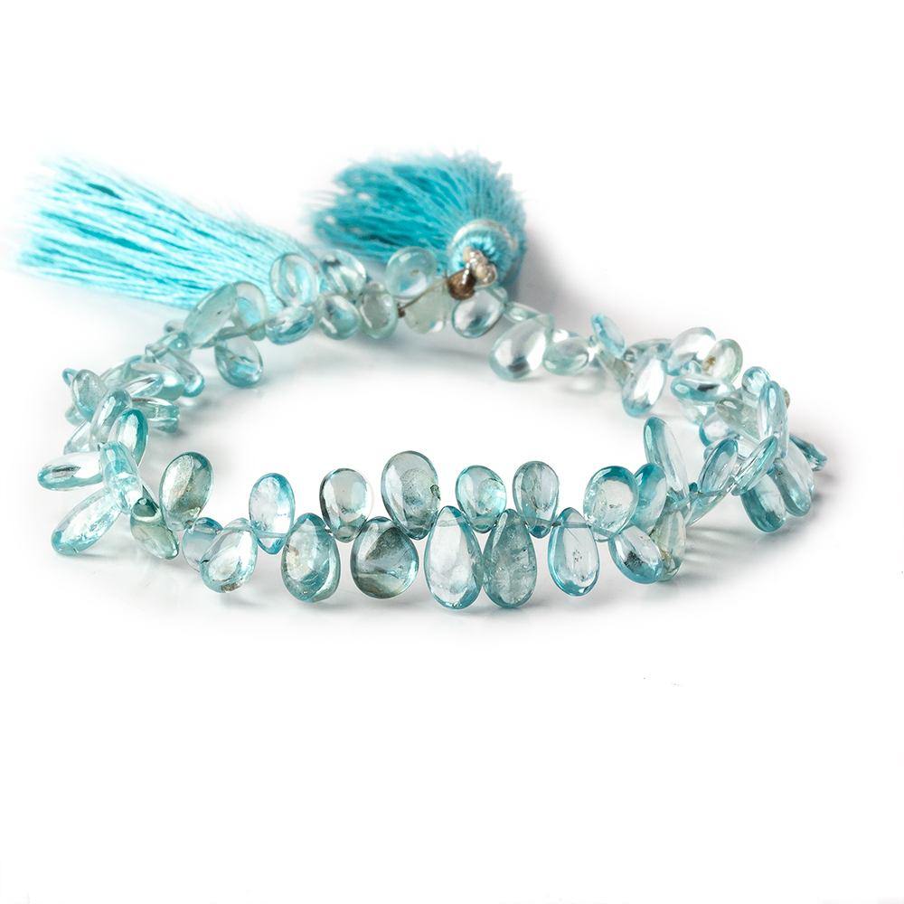 5x4-9x4mm Blue Zircon Plain Pear Beads 8.25 inch 77 pieces