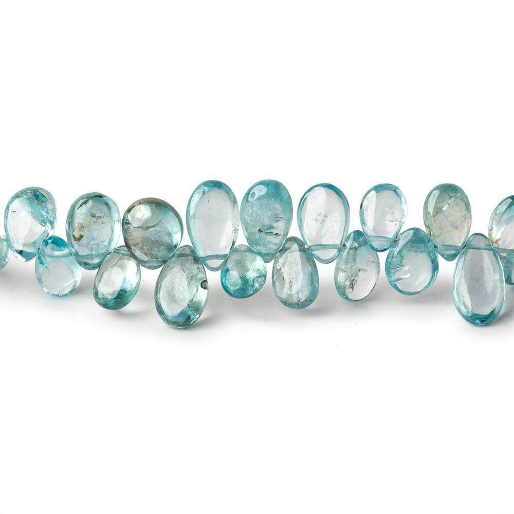 5x4-9x4mm Blue Zircon Plain Pear Beads 8.25 inch 77 pieces