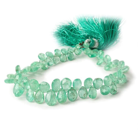 5x4-9x6mm Emerald Faceted Pear Beads 8 inch 68 pieces