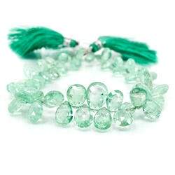 5x4-9x6mm Emerald Faceted Pear Beads 8 inch 68 pieces