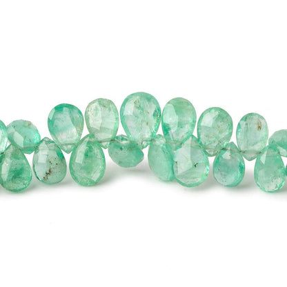 5x4-9x6mm Emerald Faceted Pear Beads 8 inch 68 pieces