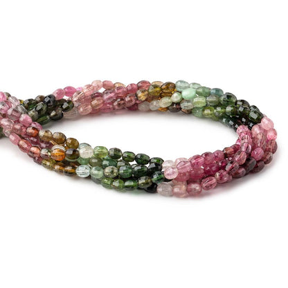 5x4.5-7x5mm Multi Color Tourmaline Faceted Oval Beads 13.5 inch 57 pieces
