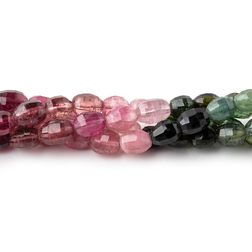 5x4.5-7x5mm Multi Color Tourmaline Faceted Oval Beads 13.5 inch 57 pieces