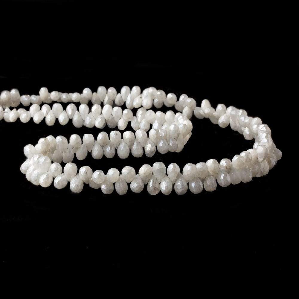 5x4mm - 7x4mm Silverite White Sapphire faceted tear drops 16 inch 183 beads A