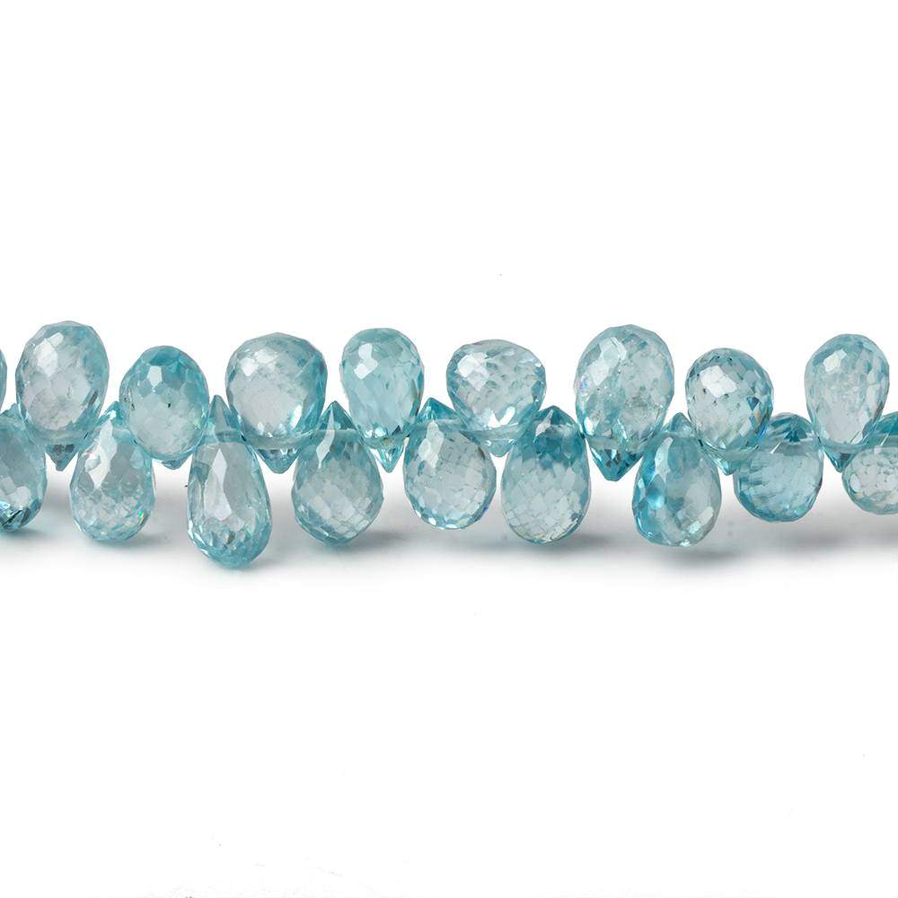 5x4mm - 7x5mm Blue Zircon Faceted Tear Drop Briolettes 8 inch 79 beads AA
