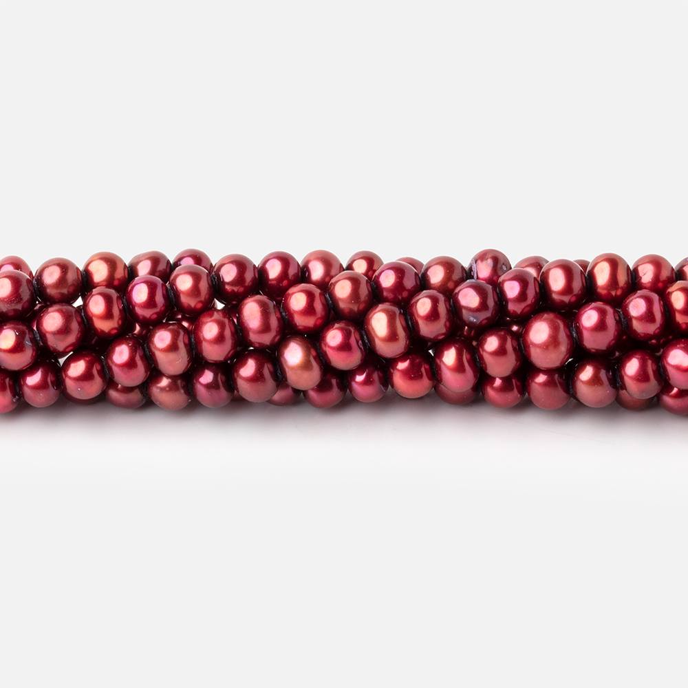 5x4mm Berry Red Off Round Freshwater Pearls 15 inch 98 pieces
