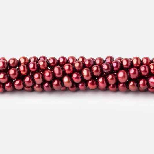 5x4mm Berry Red Off Round Freshwater Pearls 15 inch 98 pieces