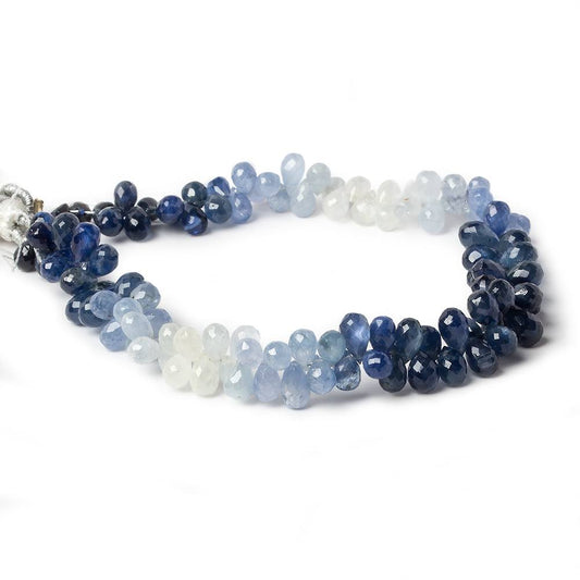 5x4mm Blue and White Sapphire Tear Drop Beads 8 inch 117 pieces