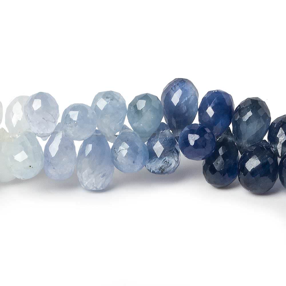 5x4mm Blue and White Sapphire Tear Drop Beads 8 inch 117 pieces