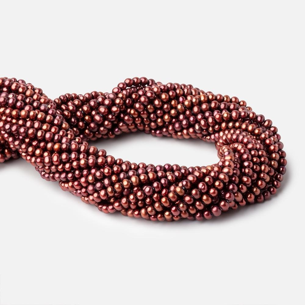 5x4mm Cinnamon Side Drilled Off Round Freshwater Pearl Beads 16 inch 96 pieces