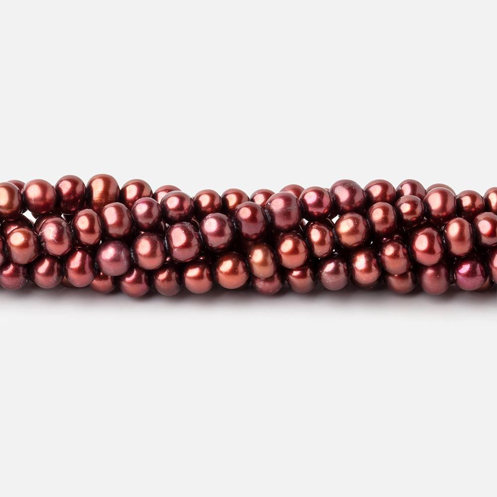 5x4mm Cinnamon Side Drilled Off Round Freshwater Pearl Beads 16 inch 96 pieces