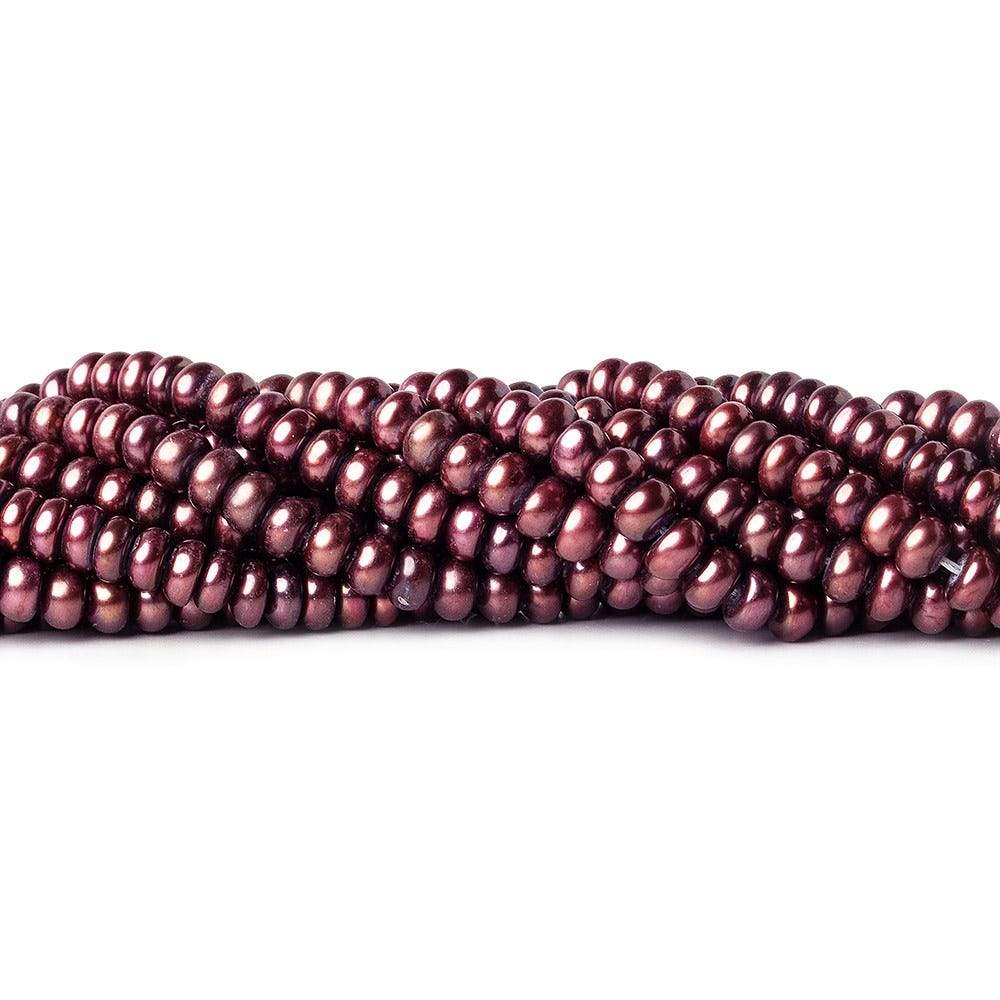 5x4mm Eggplant Center Drill Button Freshwater Pearls 15 inch 85 pieces