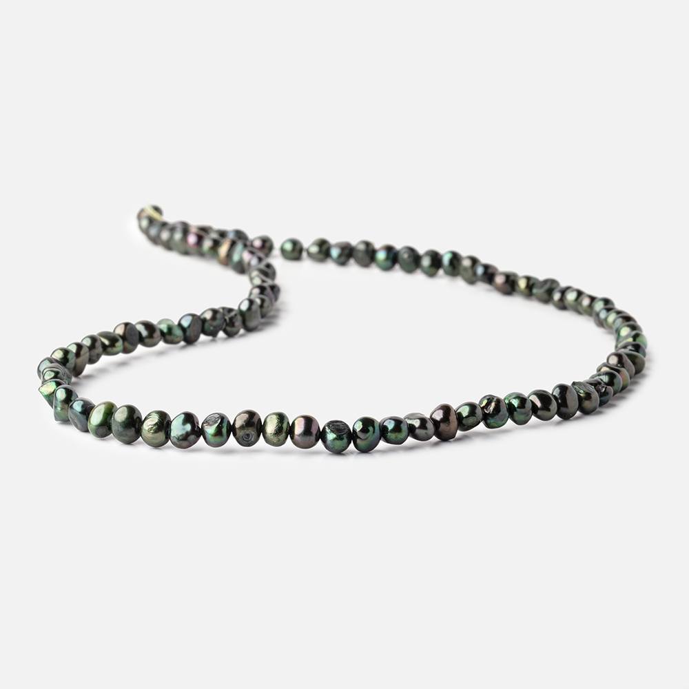 5x4mm Emerald Green Side Drilled Baroque Freshwater Pearls 16 inch 86 Beads