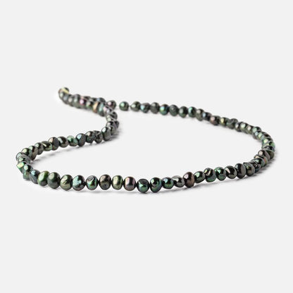 5x4mm Emerald Green Side Drilled Baroque Freshwater Pearls 16 inch 86 Beads