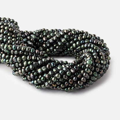 5x4mm Emerald Green Side Drilled Baroque Freshwater Pearls 16 inch 86 Beads