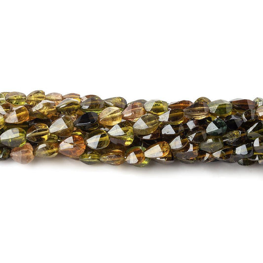 5x4mm Green and Brown Tourmaline Faceted Fancy Beads 80 beads 15 inch