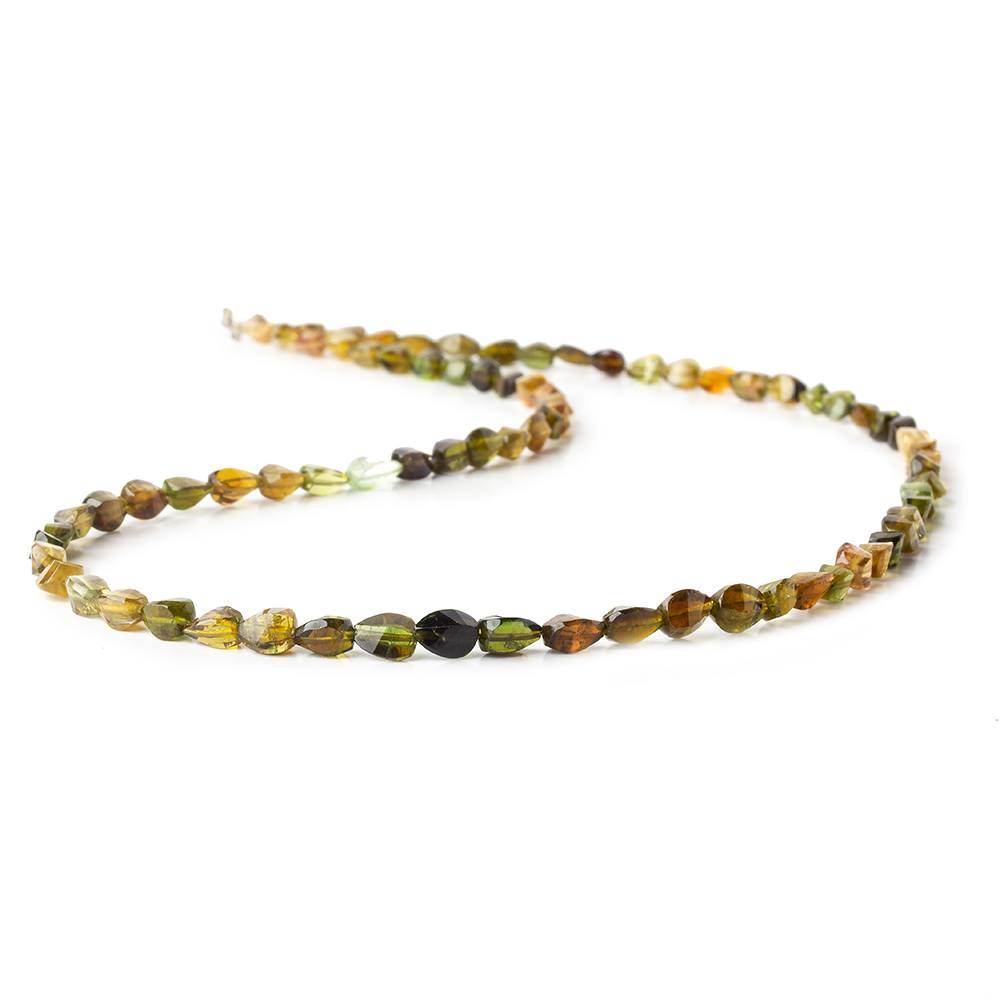 5x4mm Green and Brown Tourmaline Faceted Fancy Beads 80 beads 15 inch