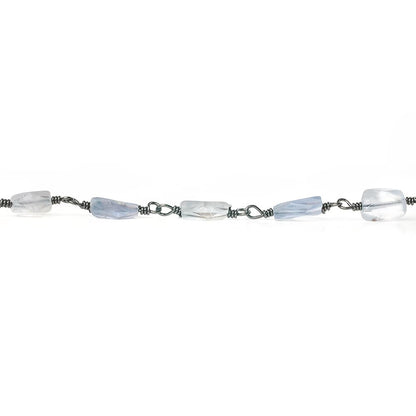 5x4mm Iolite faceted rectangle Black Gold Chain by the foot 27 pieces