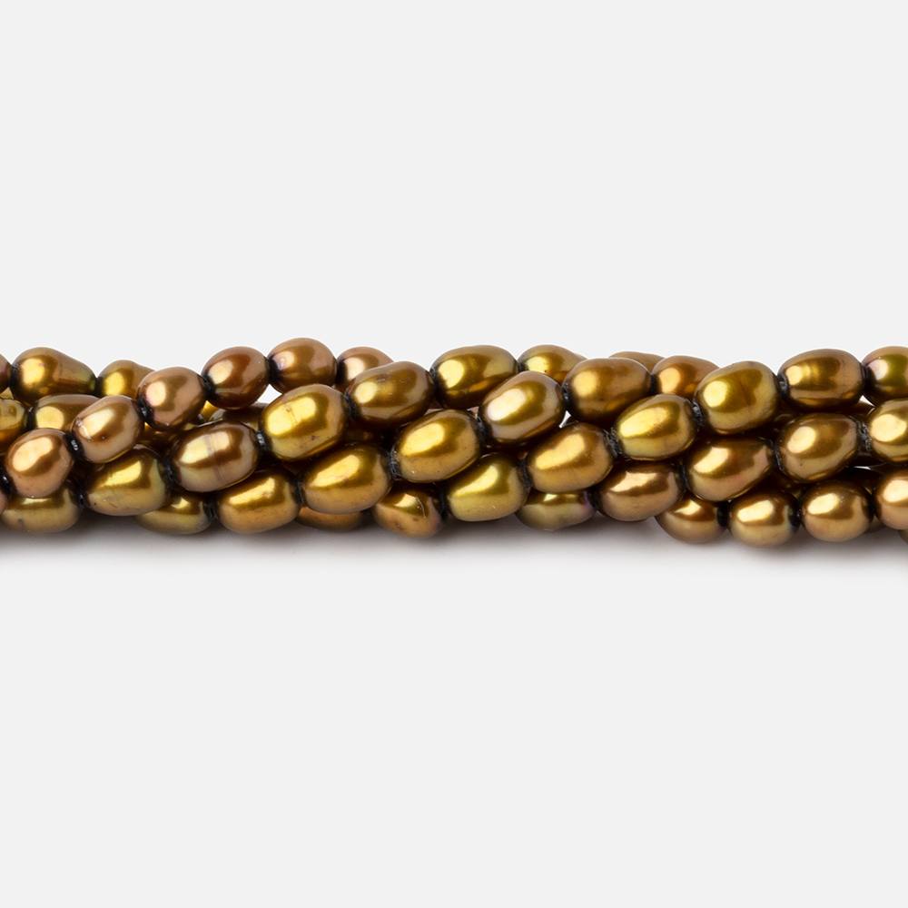 5x4mm Lemongrass Green Straight Drilled Oval Pearls 15 inch 80 pieces