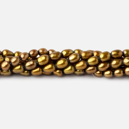 5x4mm Lemongrass Green Straight Drilled Oval Pearls 15 inch 80 pieces