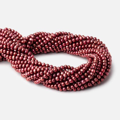 5x4mm Pomegranate Red Side Drilled Off Round Freshwater Pearl 15 inch 101 pieces