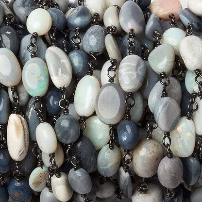 5x5-10x6mm Australian Opal plain nugget Black Gold .925 Chain by the foot 25 beads