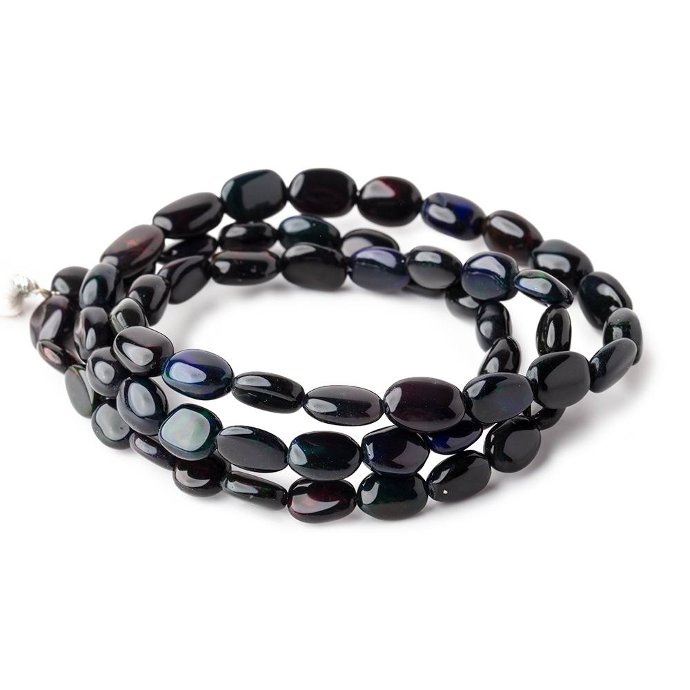 5x5-8x6mm Black Ethiopian Opal Plain Oval Beads 16 inch 60 pieces AAA
