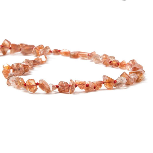 5x5-9.5x5mm Sunstone Faceted Nugget Beads 16 inch 65 pieces