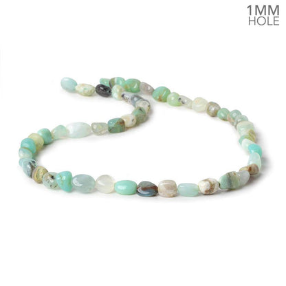 5x5-9x5mm Blue Peruvian Opal plain nuggets 15 inch 49 beads 1mm drill hole