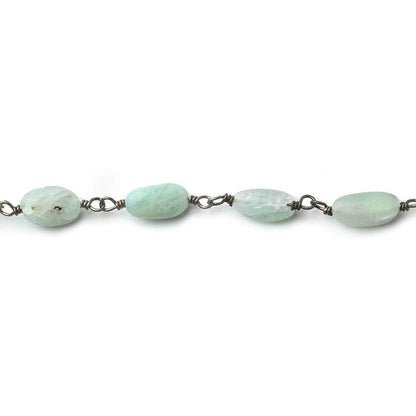 5x5-9x5mm Matte Aquamarine plain nugget Black Gold plated Chain by the foot 22 beads per