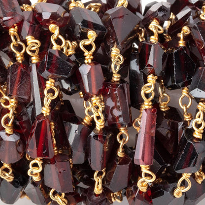 5x5-9x6mm Garnet Faceted Nuggets on Vermeil Chain
