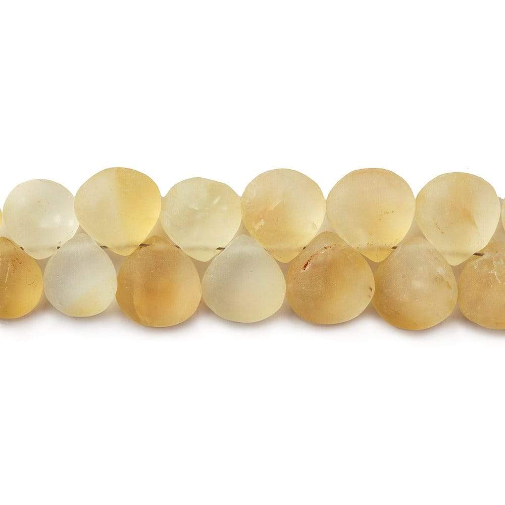 5x5-9x9mm Frosted Citrine Plain Heart 8 inch 56 pcs