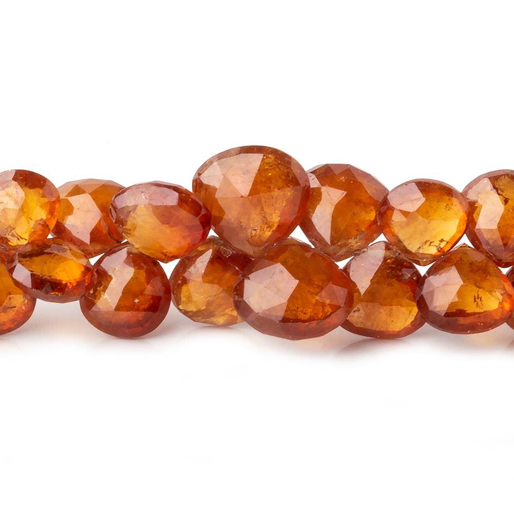 5x5-9x9mm Mandarin Garnet Heart Beads 7.5 inch 55 pieces AAA