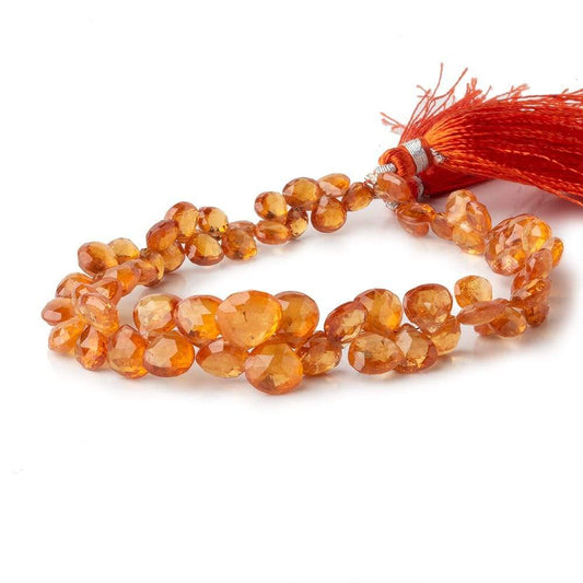 5x5-9x9mm Mandarin Spessartite Garnet heart briolette beads 8 inch 65 pieces