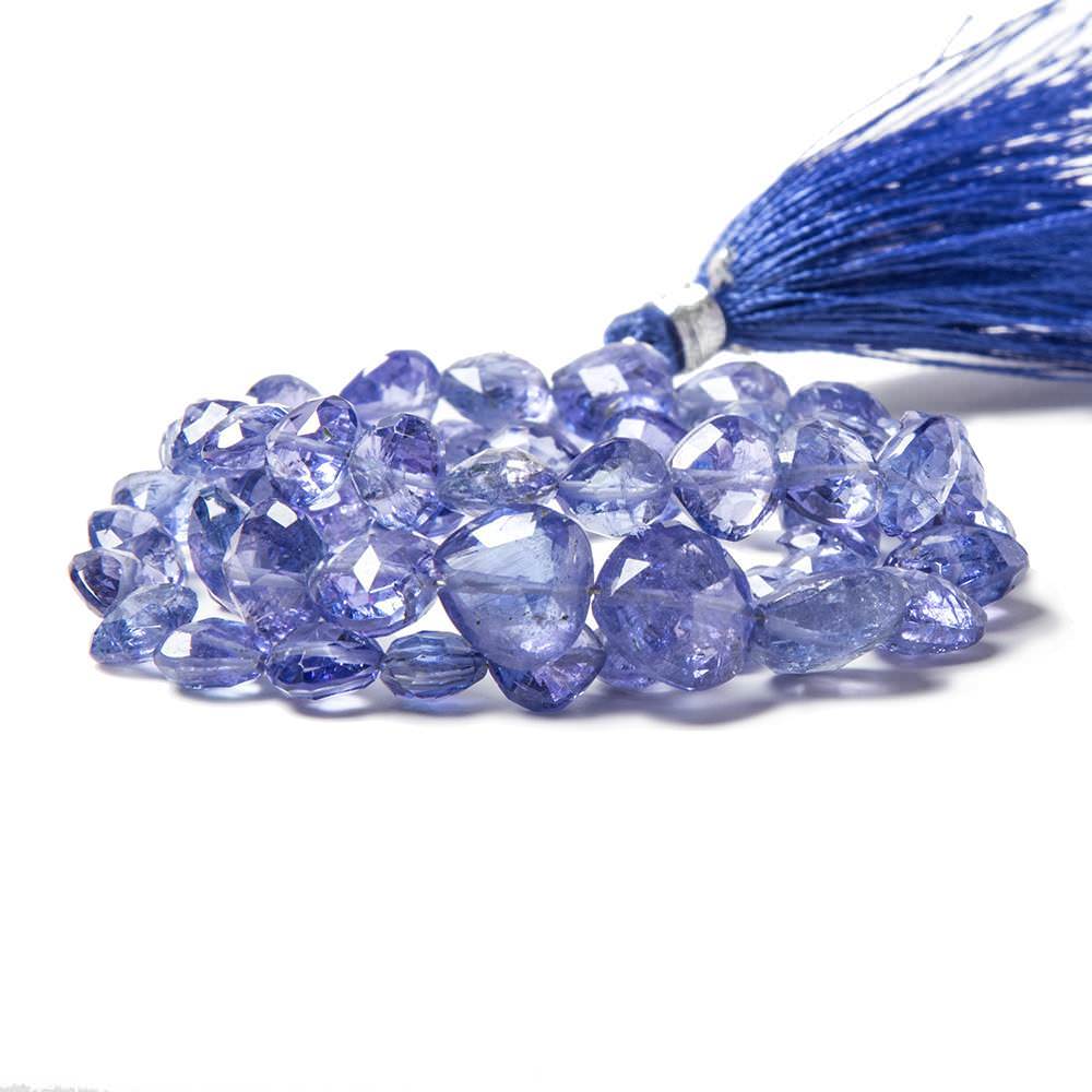 5x5-9x9mm Tanzanite Straight Drilled Faceted Heart Beads 16 inch 62 pcs