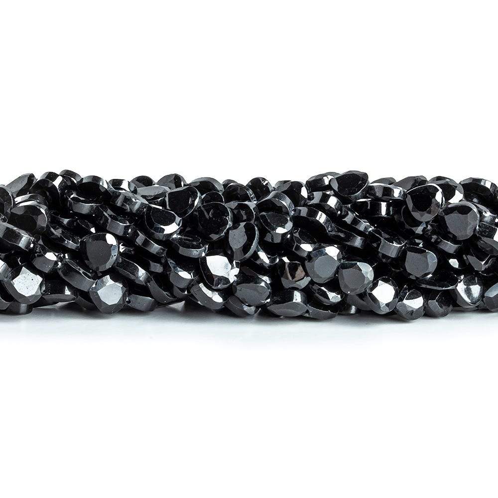 5x5mm Black Spinel Bezel Faceted Heart Beads 13.5 inch 67 pieces A Grade