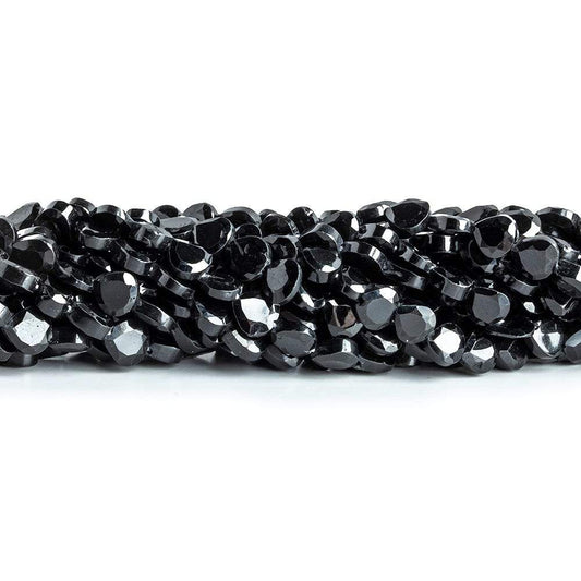5x5mm Black Spinel Bezel Faceted Heart Beads 13.5 inch 67 pieces A Grade
