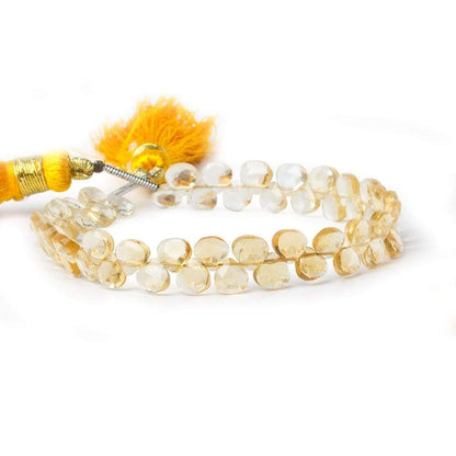 5x5mm Citrine Heart Micro-Briolette Beads 6 inch 54 pieces