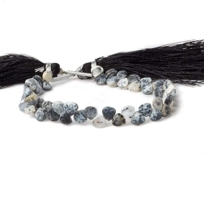 5x5mm Dendritic Opal Heart Micro-Briolette Beads 6 inch 54 pieces