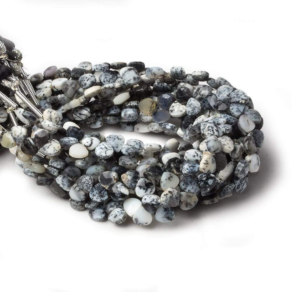 5x5mm Dendritic Opal Heart Micro-Briolette Beads 6 inch 54 pieces