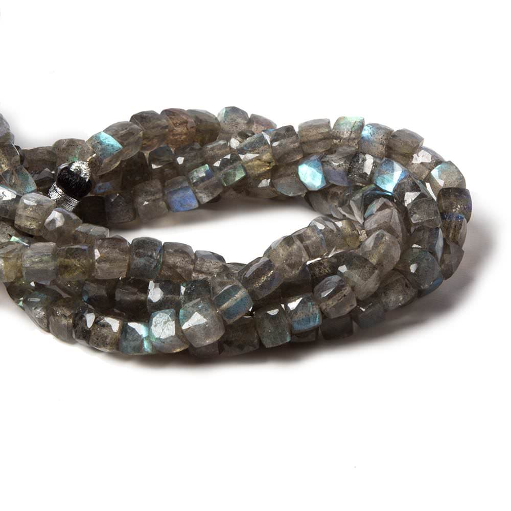 5x5mm Labradorite Faceted Cube Beads 8 inch 34 pieces