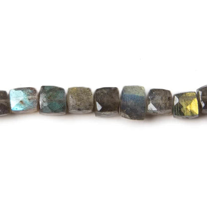 5x5mm Labradorite Faceted Cube Beads 8 inch 34 pieces