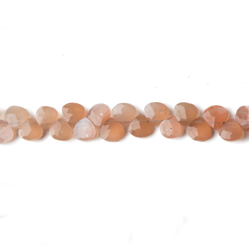 5x5mm Peach Moonstone Heart Micro-Briolette Beads 6 inch 54 pieces