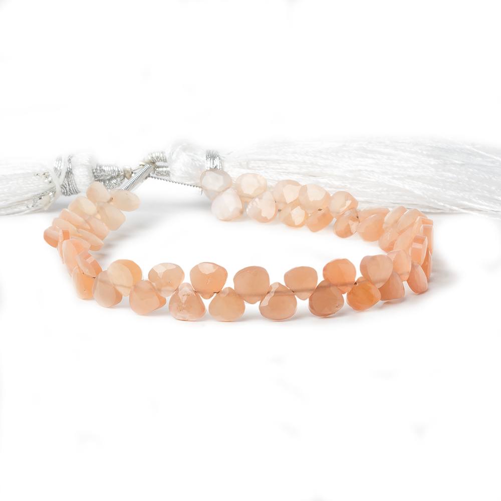 5x5mm Peach Moonstone Heart Micro-Briolette Beads 6 inch 54 pieces