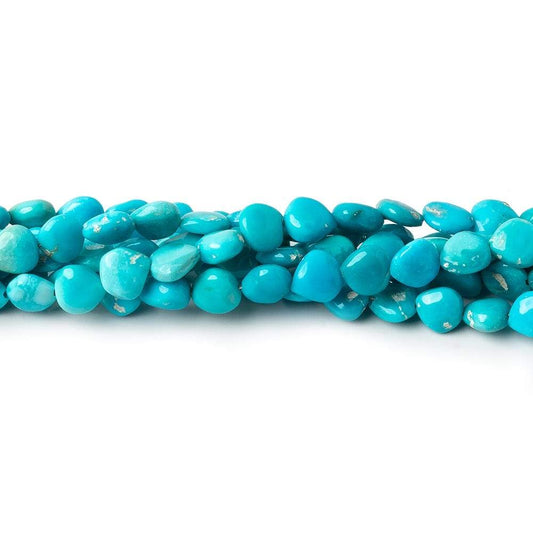 5x5mm Turquoise straight drilled plain hearts 8 inch 38 beads